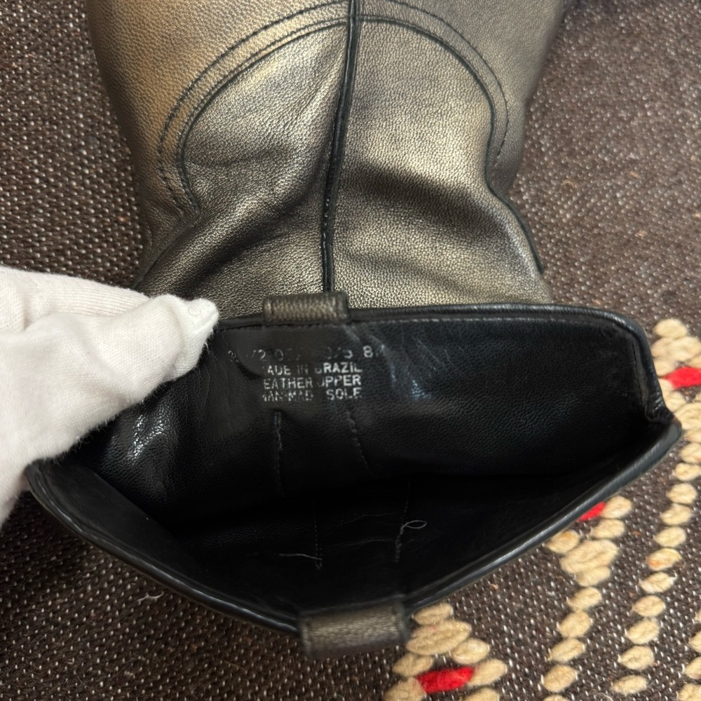 Franco Sarto Western Boots Metallic Bronze Leather Mid-Calf Cowboy Sz 8M - Picture 9 of 13